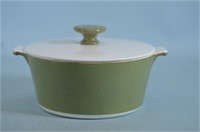 Green and White Corning Ware Dish