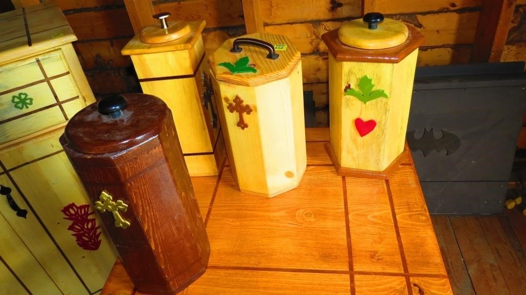 4 Wooden Pasta Jars