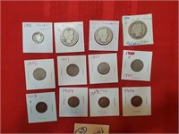 12 old coins 1901-1908 barber liberty silver etc
