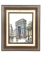 A DeVity Oil Painting Arc de Triomphe Paris Framed