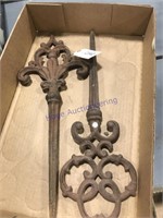 Cast iron yard stakes, 16" tall, pair