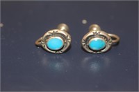 Pair of Sterling and Turquoise Earrings