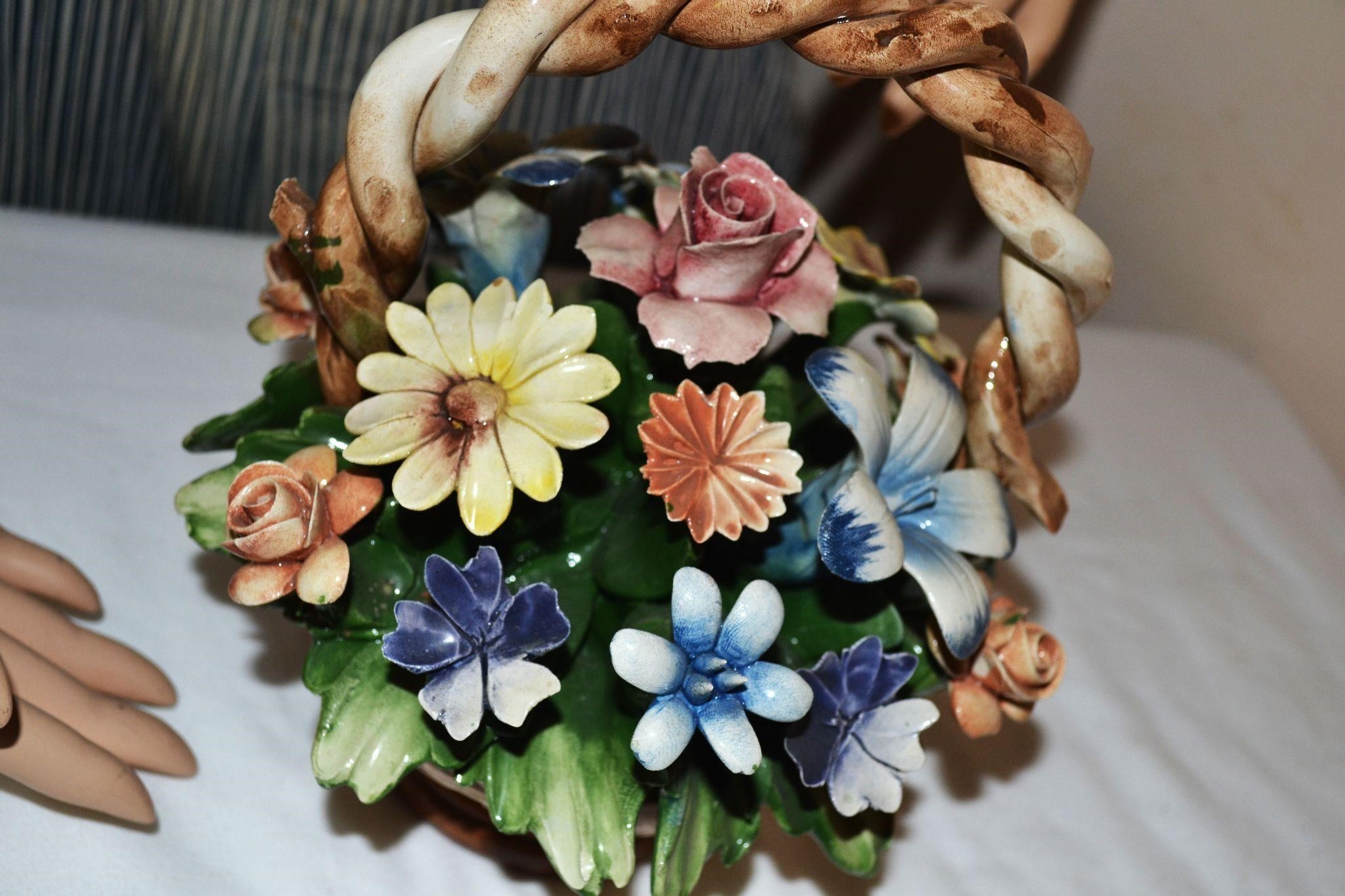 Large Floral Basket Capodimonte