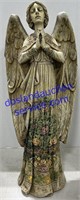 Praying Angel Garden Statue With Floral Accents