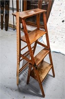 Unique Antique Primitive 4-Step Stool Wood