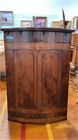 ANTIQUE MAHOGANY ENGLISH HANGING CORNER CUPBOARD