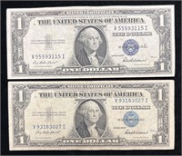 Two 1935 F $1 Silver Certificates