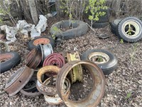 PILE OF TIRES + RIMS