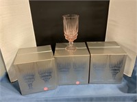 12 Pink Fostoria glasses,in boxes