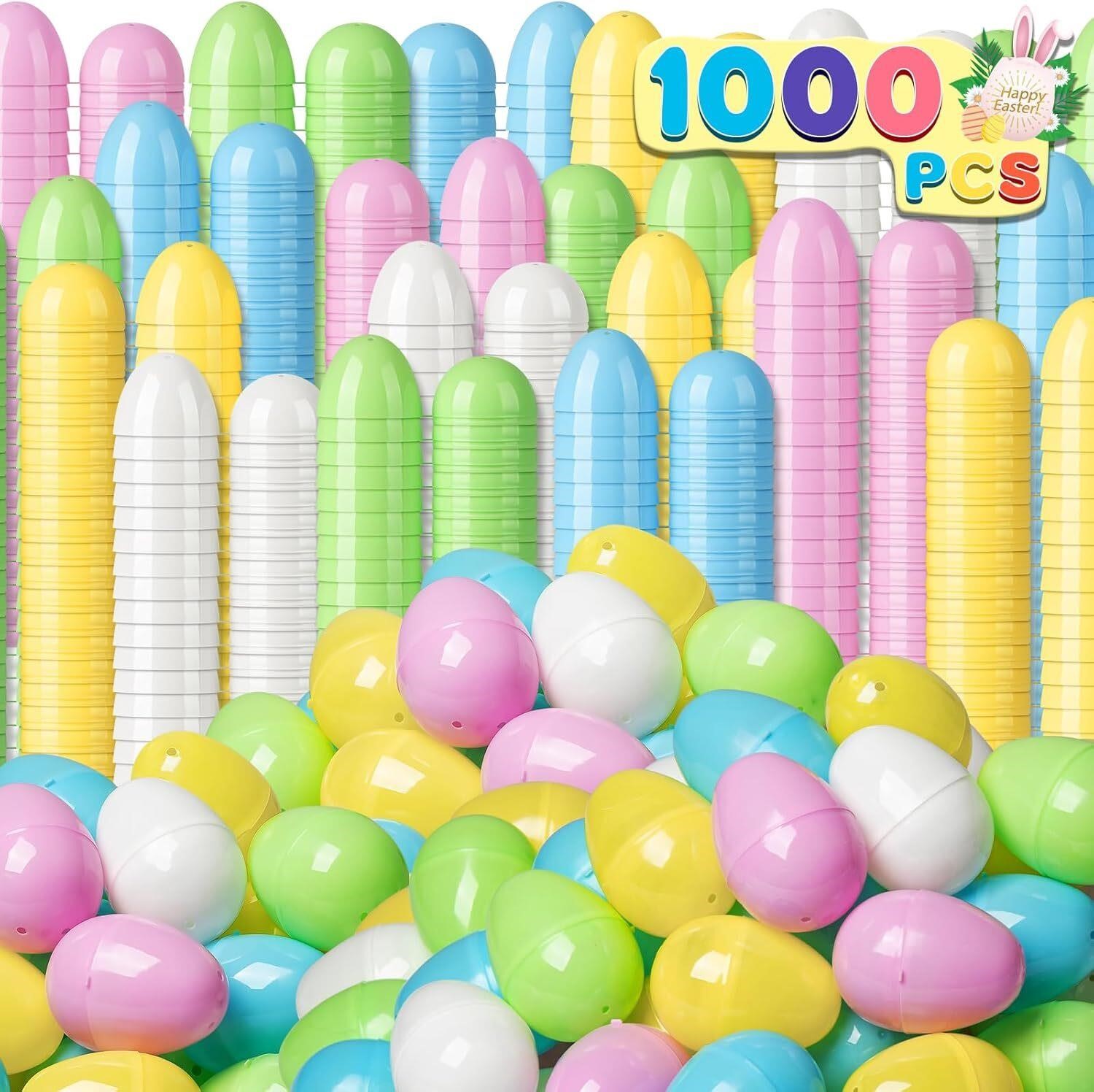 1000 PCS Plastic Easter Eggs  2.4'  5 Colors