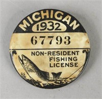 Vintage 1932 Michigan Non-Resident Fishing License
