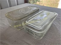 Pair of glass refrigerator dishes