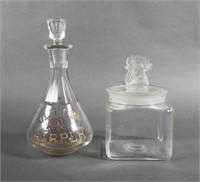 I.W. HARPER WHISKEY BOTTLE & LE SMITH JAR