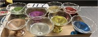 8 MCM Colored Aluminum & Glass Sherbert Dishes