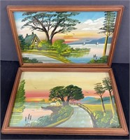 Vtg Pair R. Hart Framed Paintings-May be originals