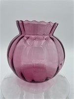 Cranberry Pilgrim Optic Glass Ball Vase