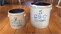 5 Gal & 2 Gal Gb & Co London Stoneware Crocks