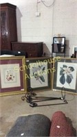 Floral pictures with gold frames plus bonus black