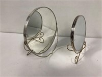 2 mirrors. Stand alone shaving or make up mirrors