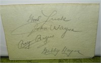 Signed Napkin: John Wayne, Roy Rogers & Gabby