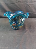 Milky Way Swirl Blown Glass Decorative Bowl