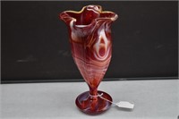 Large Imperial Glass Red Slag Footed Vase