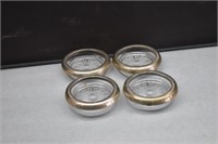 Four Mid Century Sterling and Glass Coasters