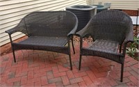 Woven Plastic Settee and Chair