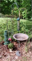 Metal Birdbath and Garden Art