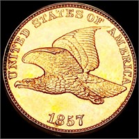 1857 Flying Eagle Cent GEM BU RED