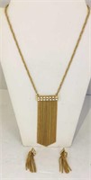 Goldtone dangle necklace and earring set