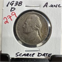 1938-D JEFFERSON NICKEL SC DAT BETTER GRADE