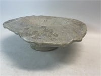 Stoneware Art Pottery Pedestal Dish 16” Across