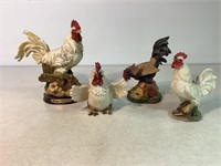 4 Roosters, Made From Resin, 2 Are As Is