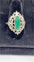 Green stone ring stamped 925 sz 9