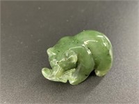 Alaskan Kobuk jade carved large bear who has caugh