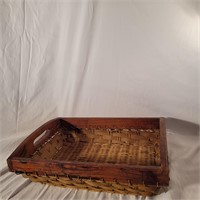 Wicker Willow Woven Tray with wood