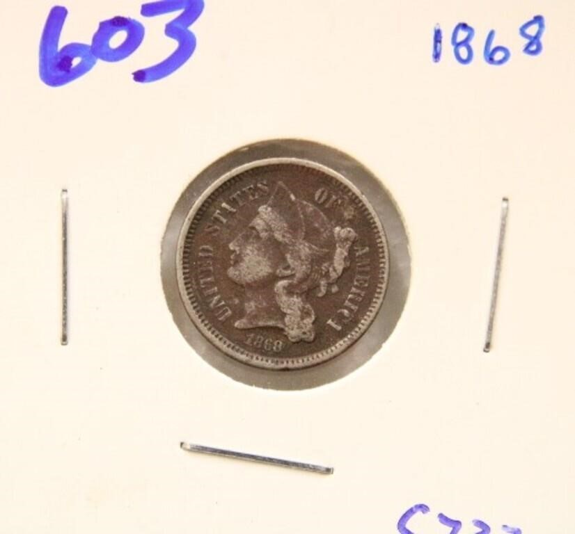 1868 THREE CENT NICKEL