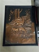 Framed wildlife copper looking artwork piece 10x