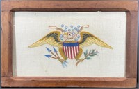 Vintage Framed American Eagle Embroidery