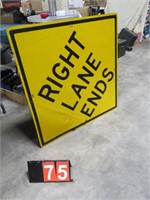 RIGHT LANE ENDS SIGN