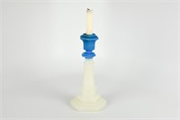 Clam Broth and Blue Glass Candle Stick
