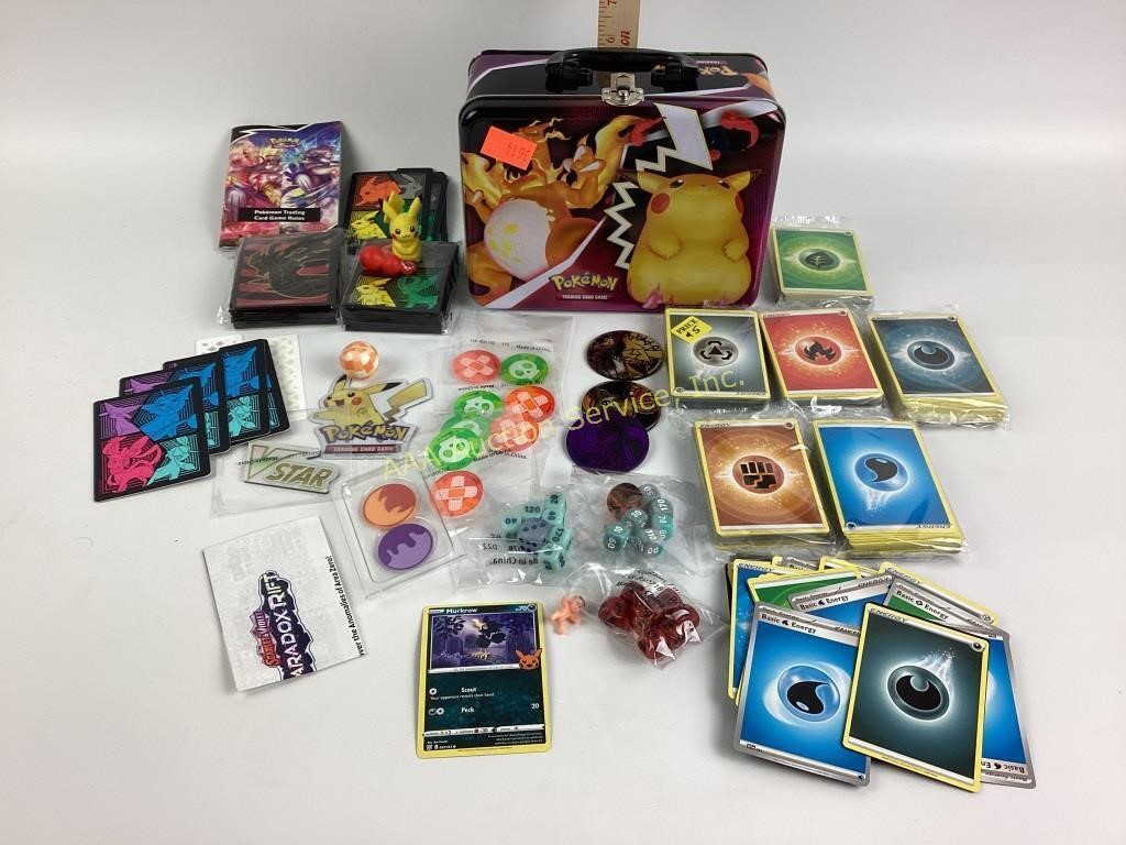 Pokémon card packs and lunch box