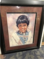 Native American child framed and matted number 10