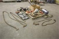 Pallet of Vintage Tools, Chains, Pulley, Wrenches