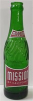 Vintage Swirl Green 7oz. Mission Glass Soda Bottle
