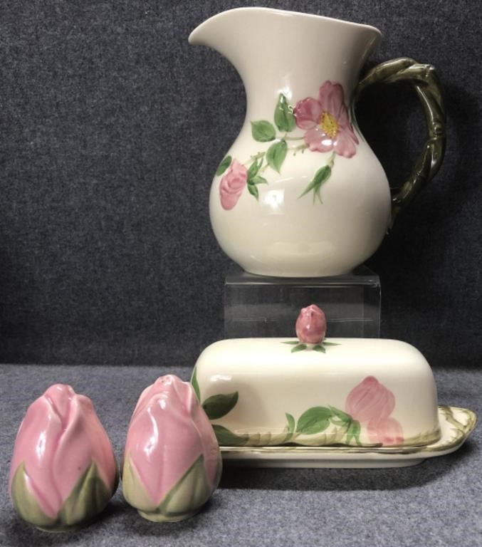 Franciscan Desert Rose Pitcher, Butter Dish & S&P