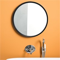 28" Black Round Mirror