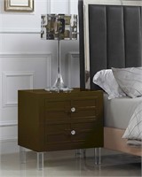 Pair (2) of Lacquer Brown & Acrylic Nightstands