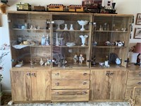 DISPLAY CABINET 4 SECTIONS FAUX BURLED WOOD